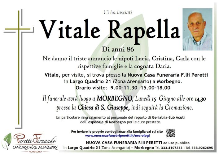 vitale rapella necrologio