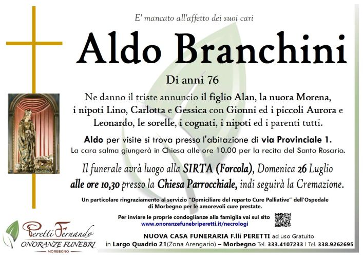 aldo branchini necrologio