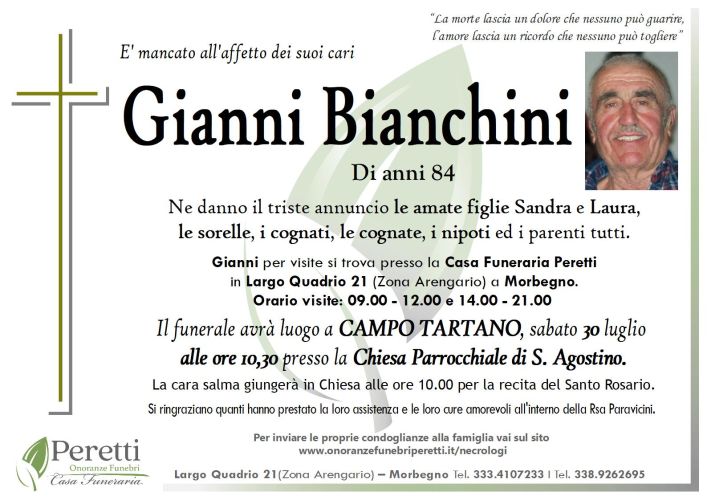 gianni bianchini necrologio