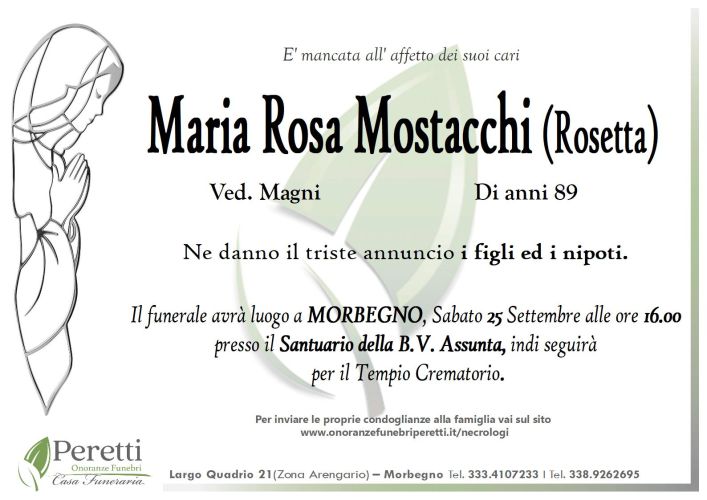 giuseppina pasina necrologio