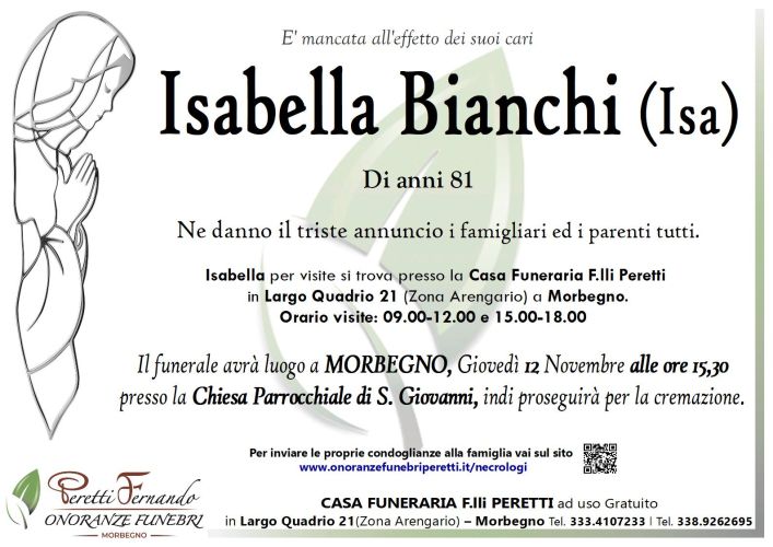 isabella bianchi necrologio