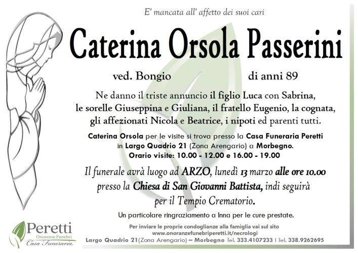 caterina orsola passerini necrologio