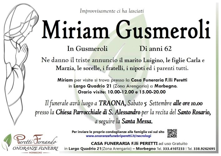 Miriam Gusmeroli necrologio