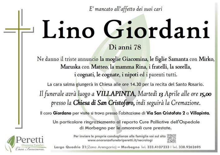 Lini Giordani Necrologio